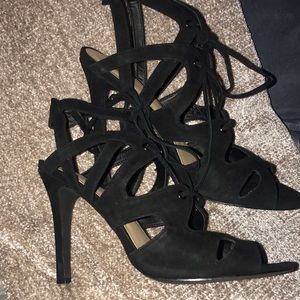 Joe’s Jeans Calvin Black Suede Lace Up Women’s Heels Shoes Size 9